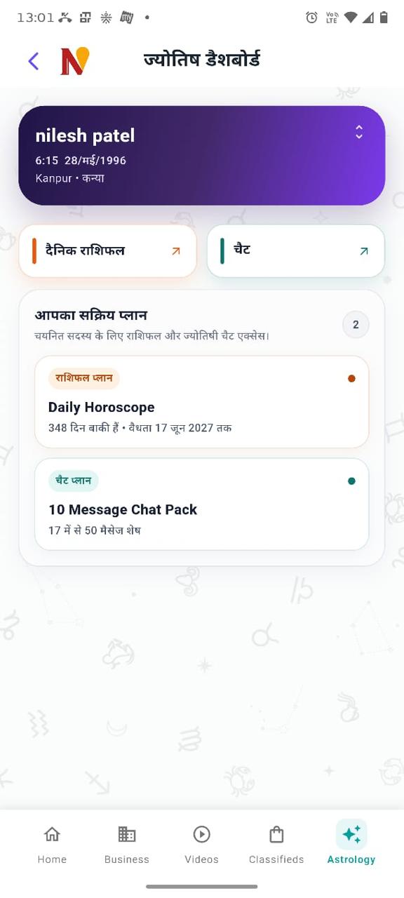 Nagrik astrology dashboard